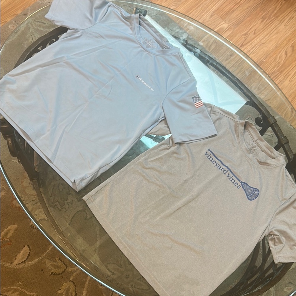 Vineyard Vines Blue and Gray Sun Shirts Size 6